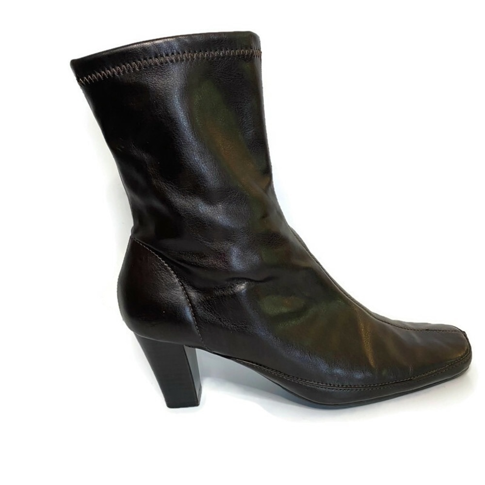 Aerosoles Boots Ankle Size 6.5 Brown Blue Gene Pull On Faux Leather